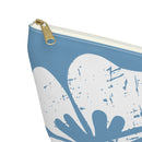 "The Classic Hibiscus" Accessory Pouch w T-bottom - Distressed Blue