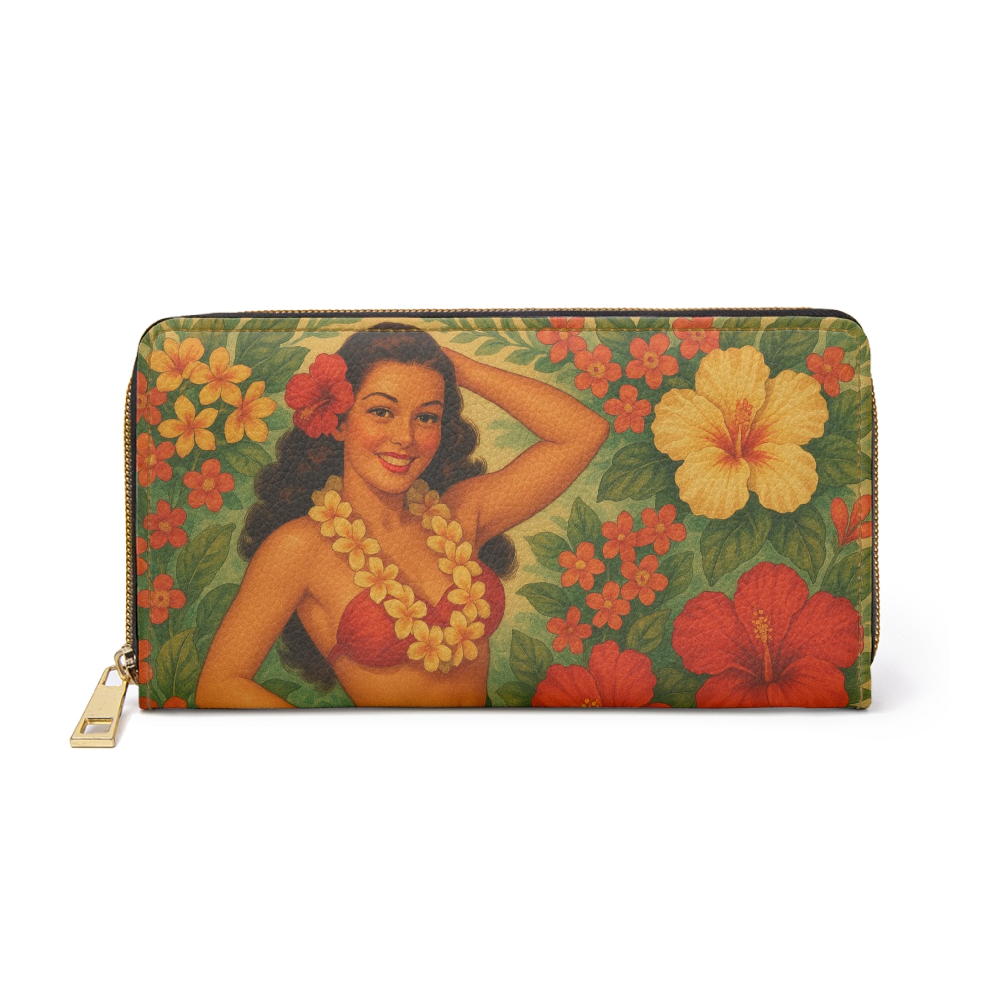 “Vintage Hula Bloom” Zipper Wallet