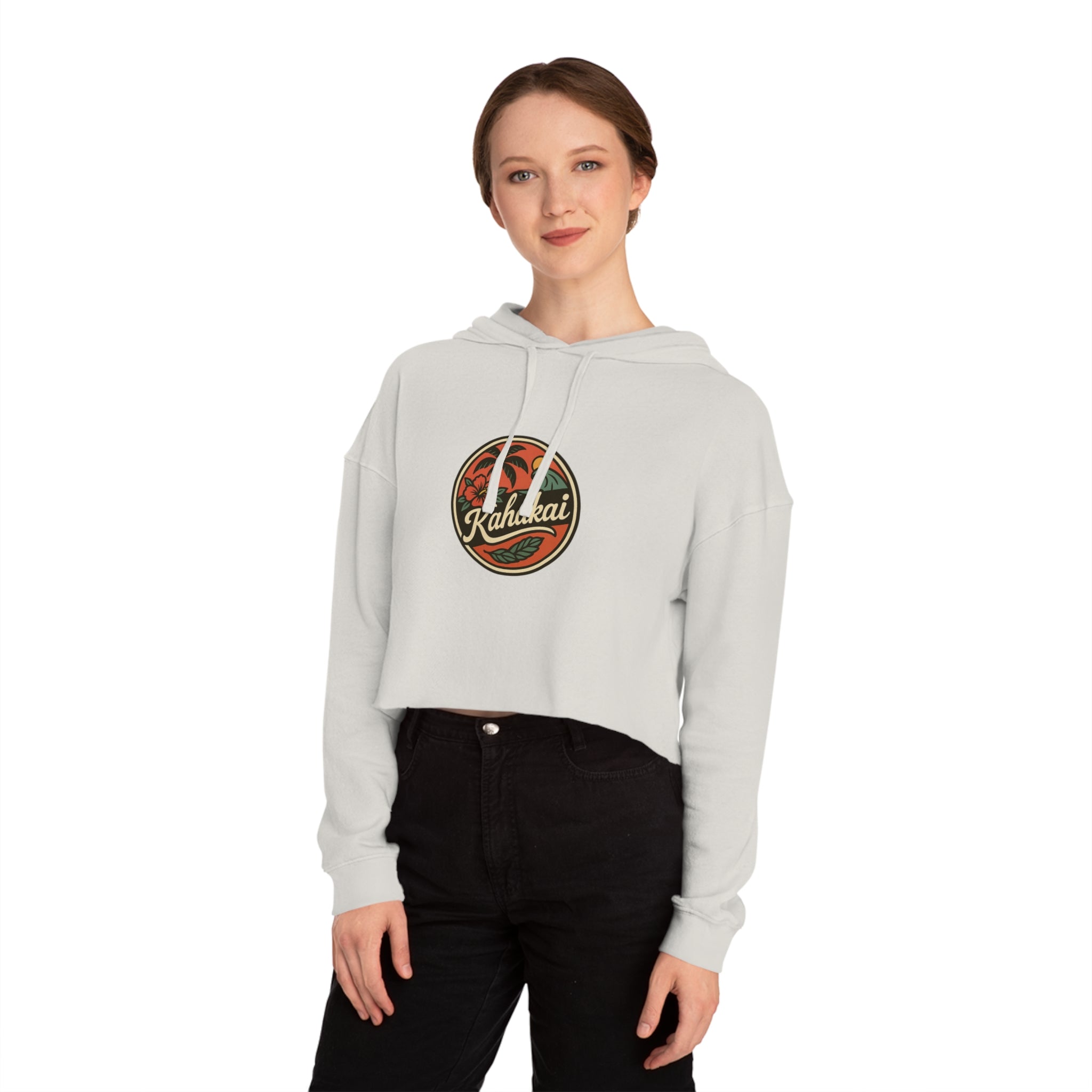 "Kahakai Hibiscus" Cropped Hoodie Sweatshirt