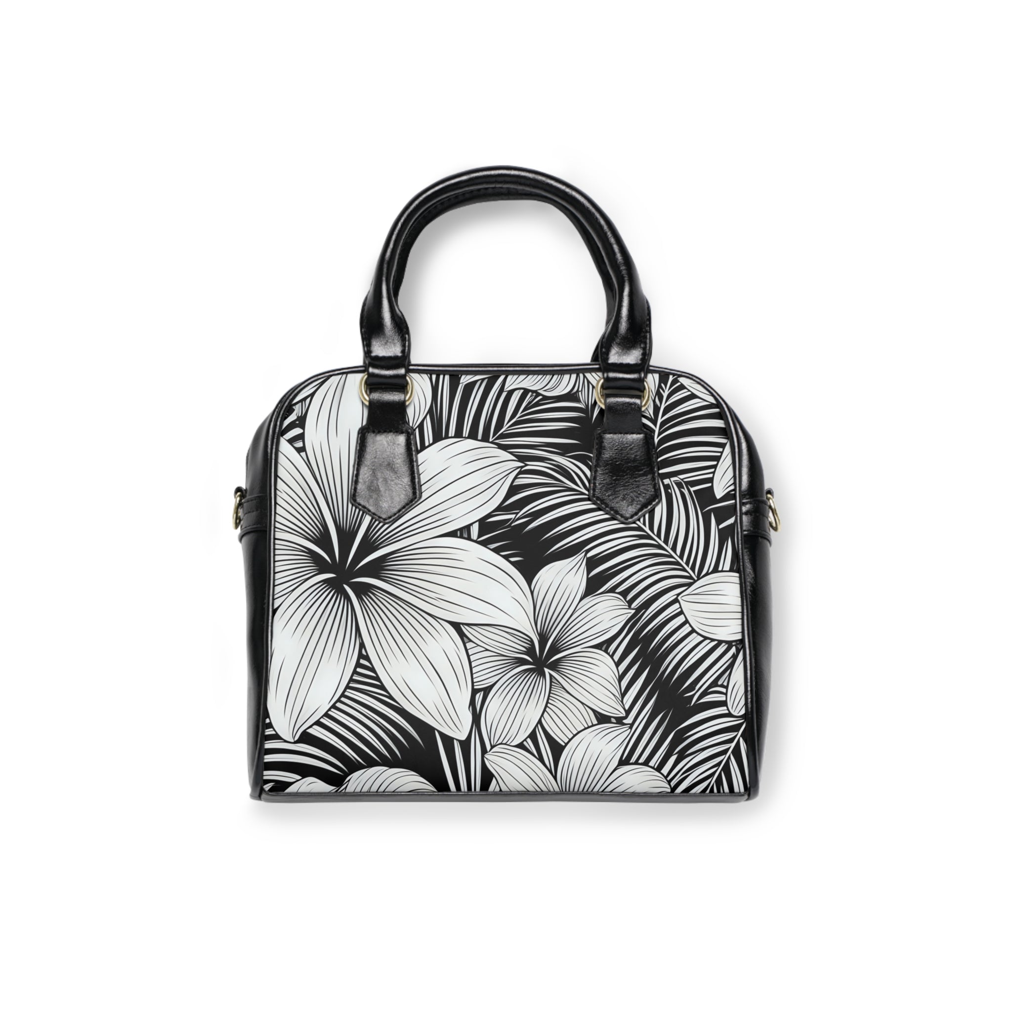 Kahakai "Plumeria" Handbag —Black and White