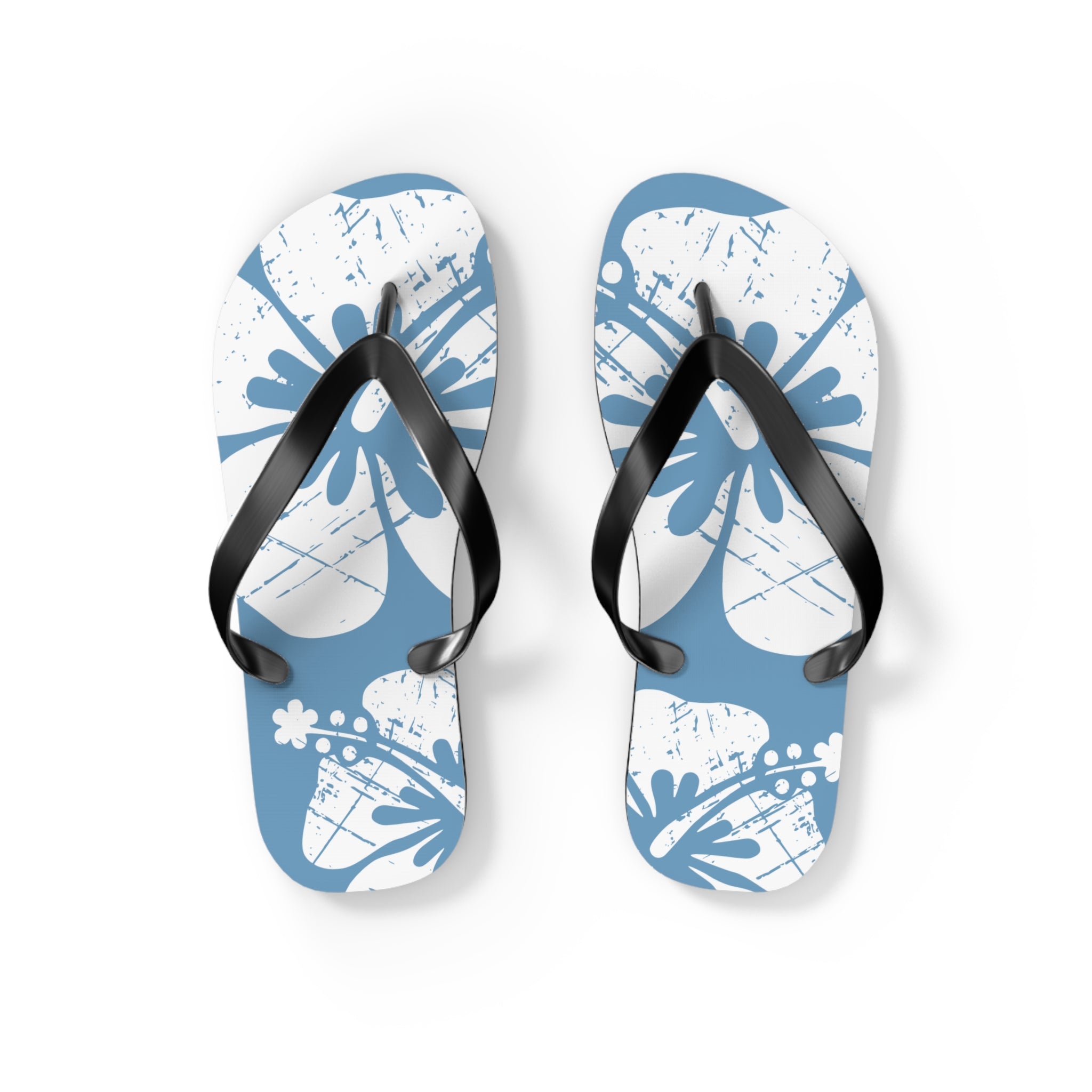 "The Classic Hibiscus" Flip Flop - Distressed Blue