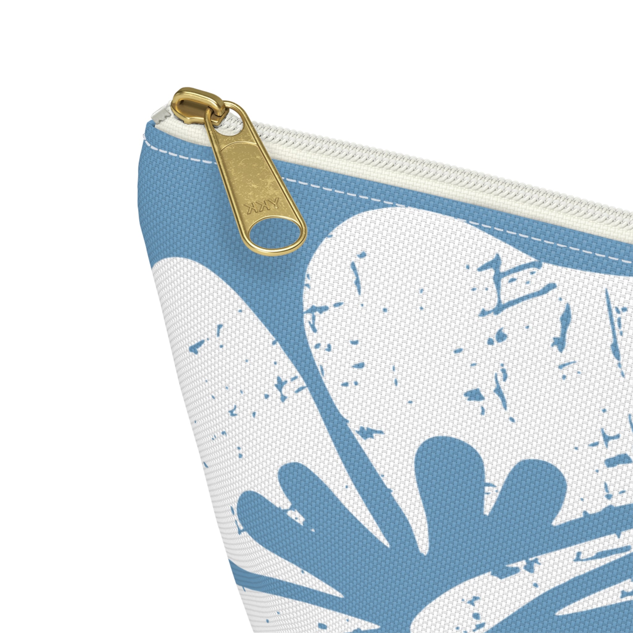 "The Classic Hibiscus" Accessory Pouch w T-bottom - Distressed Blue