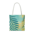 Aqua Palm Drift Tote Bag — Tropical Palm Print Beach Tote