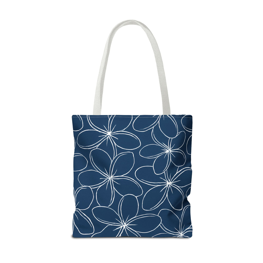 Kahakai Plumeria Tote Bag - Blue and White