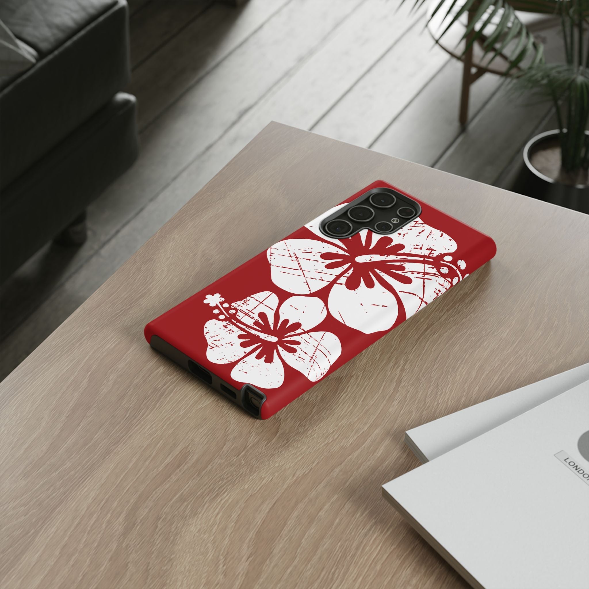 "The Classic Hibiscus" Phone Case -  Destressed Red