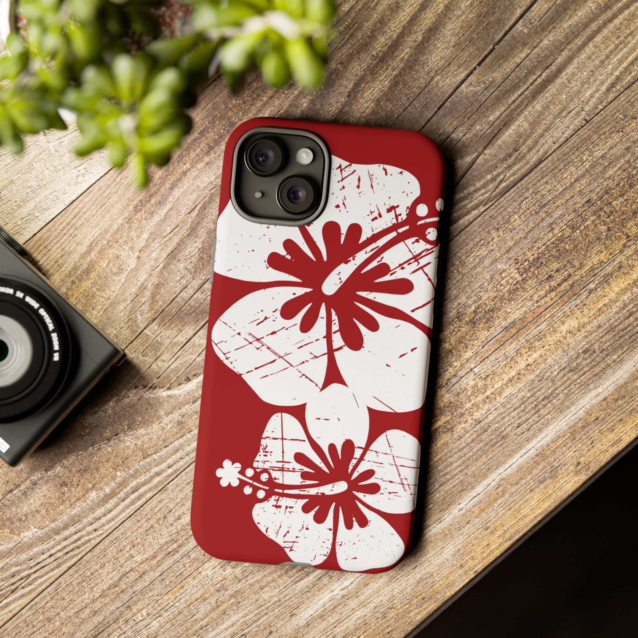 "The Classic Hibiscus" Phone Case -  Destressed Red