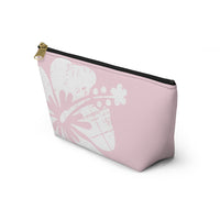 "The Classic Hibiscus" Accessory Pouch w T-bottom - Distressed Pink