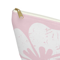 "The Classic Hibiscus" Accessory Pouch w T-bottom - Distressed Pink
