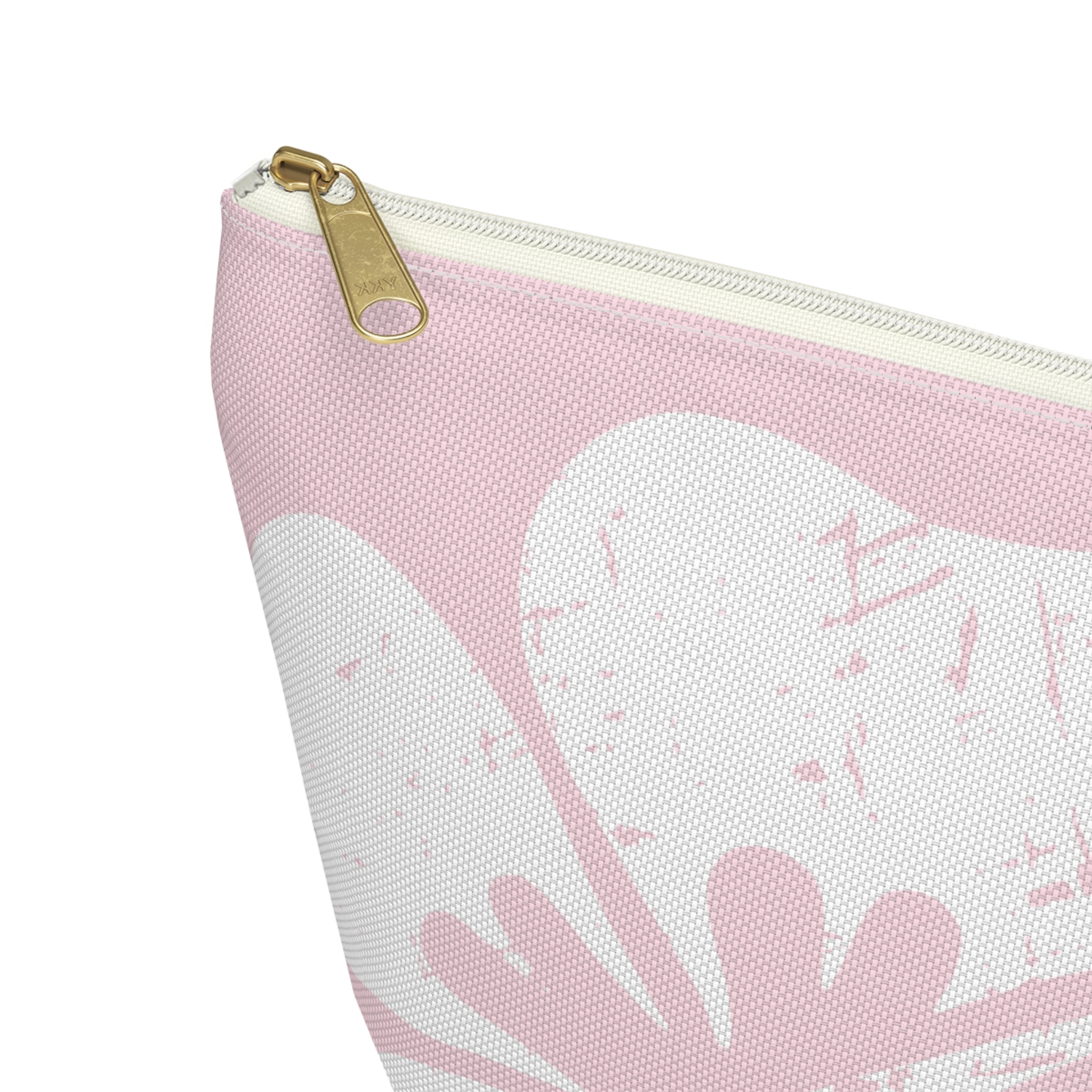"The Classic Hibiscus" Accessory Pouch w T-bottom - Distressed Pink