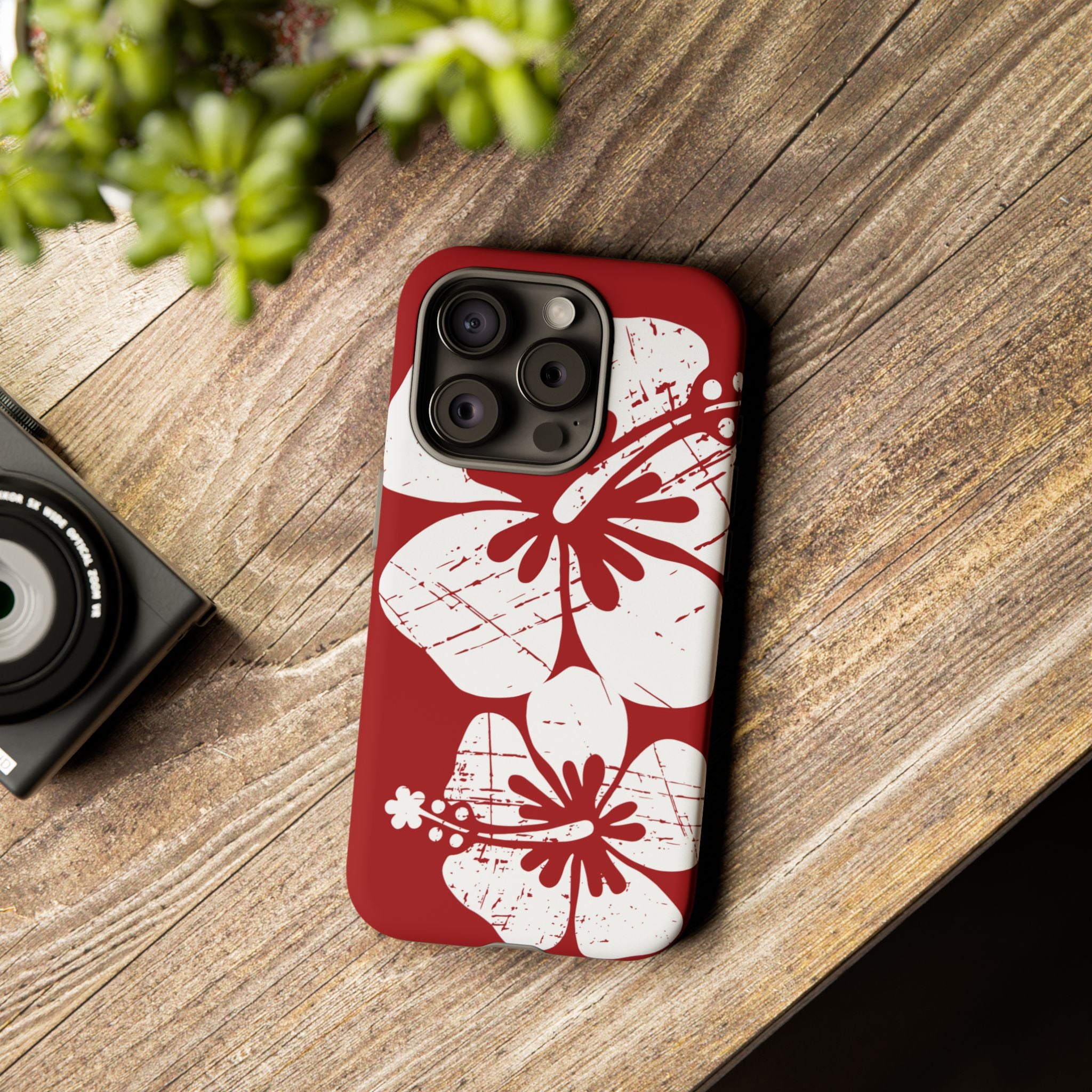 "The Classic Hibiscus" Phone Case -  Destressed Red