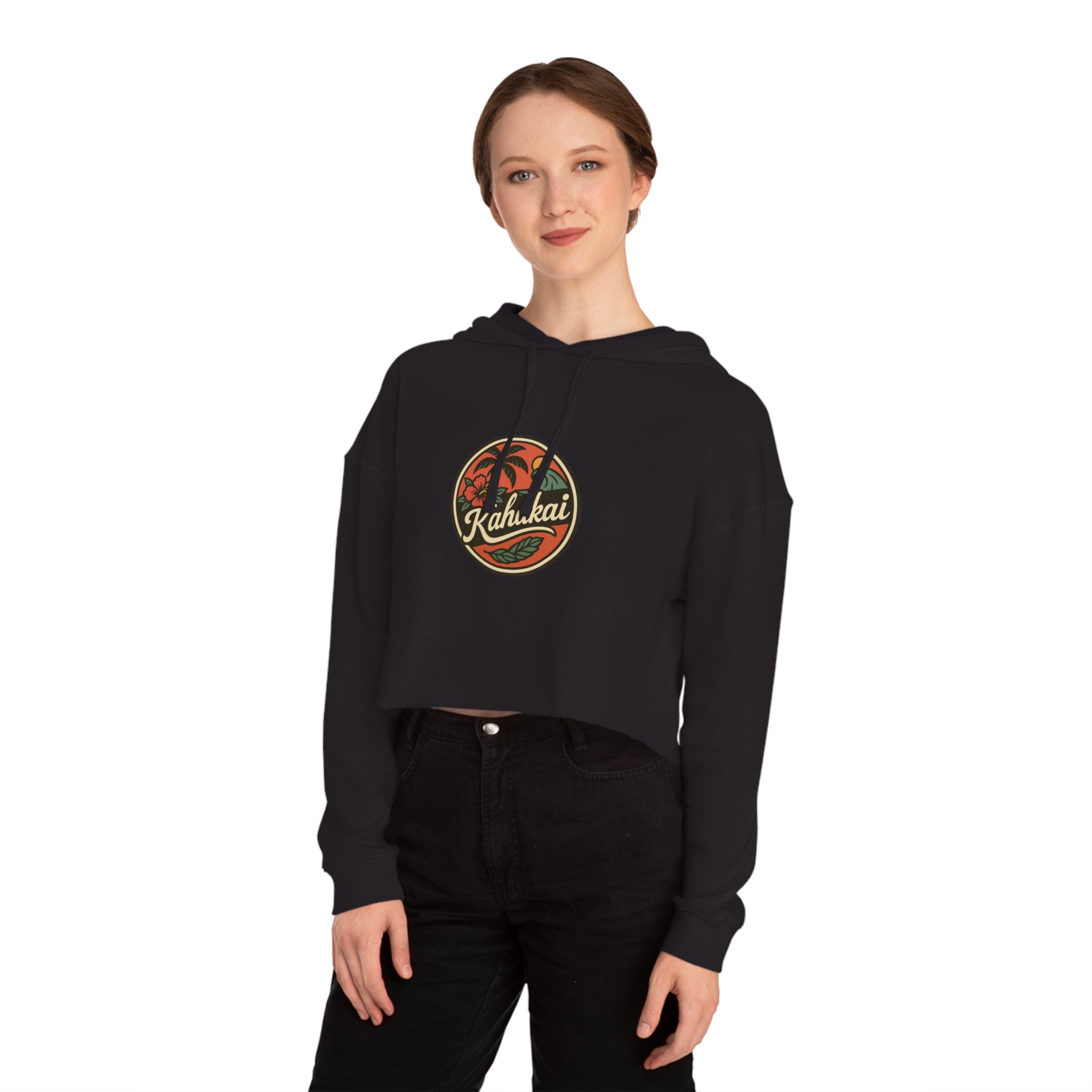 "Kahakai Hibiscus" Cropped Hoodie Sweatshirt