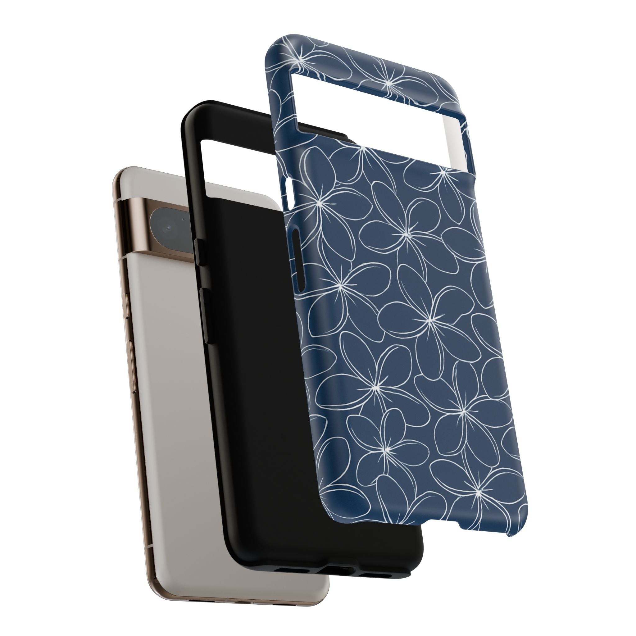 "Plumeria" Phone Case - Blue and White