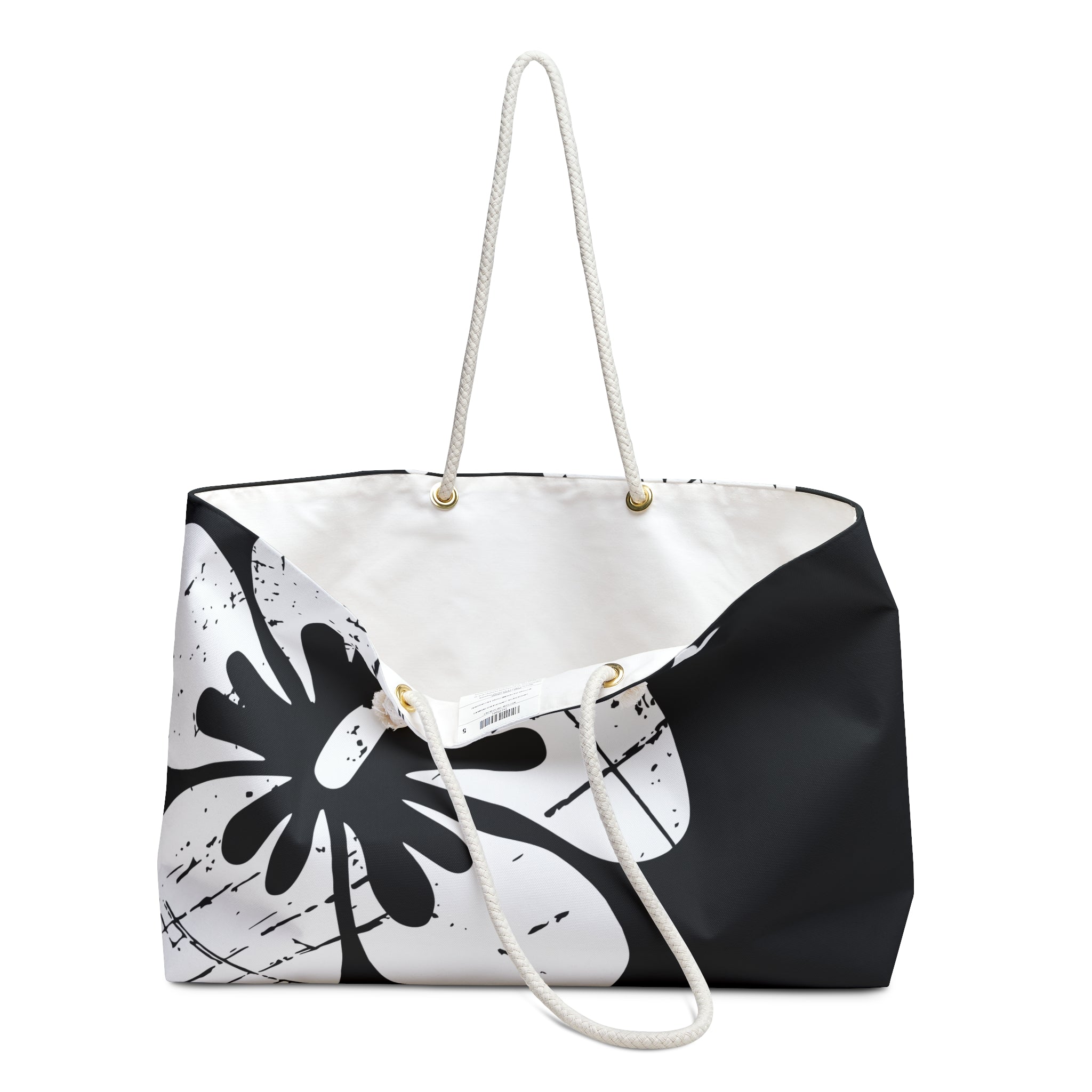 "The Classic Hibiscus" Beach Bag - Distressed Black