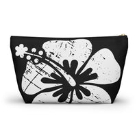 "The Classic Hibiscus" Accessory Pouch w T-bottom - Distressed Black
