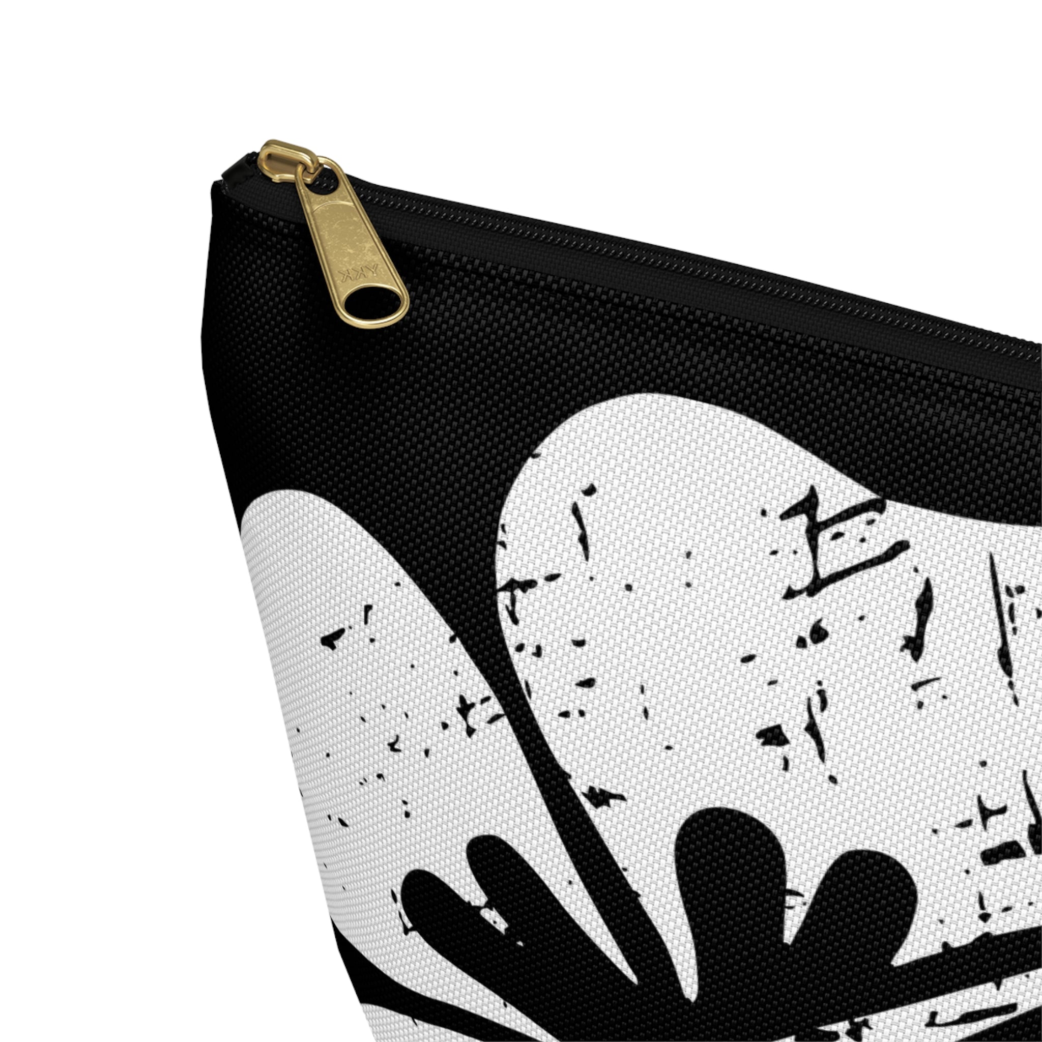 "The Classic Hibiscus" Accessory Pouch w T-bottom - Distressed Black