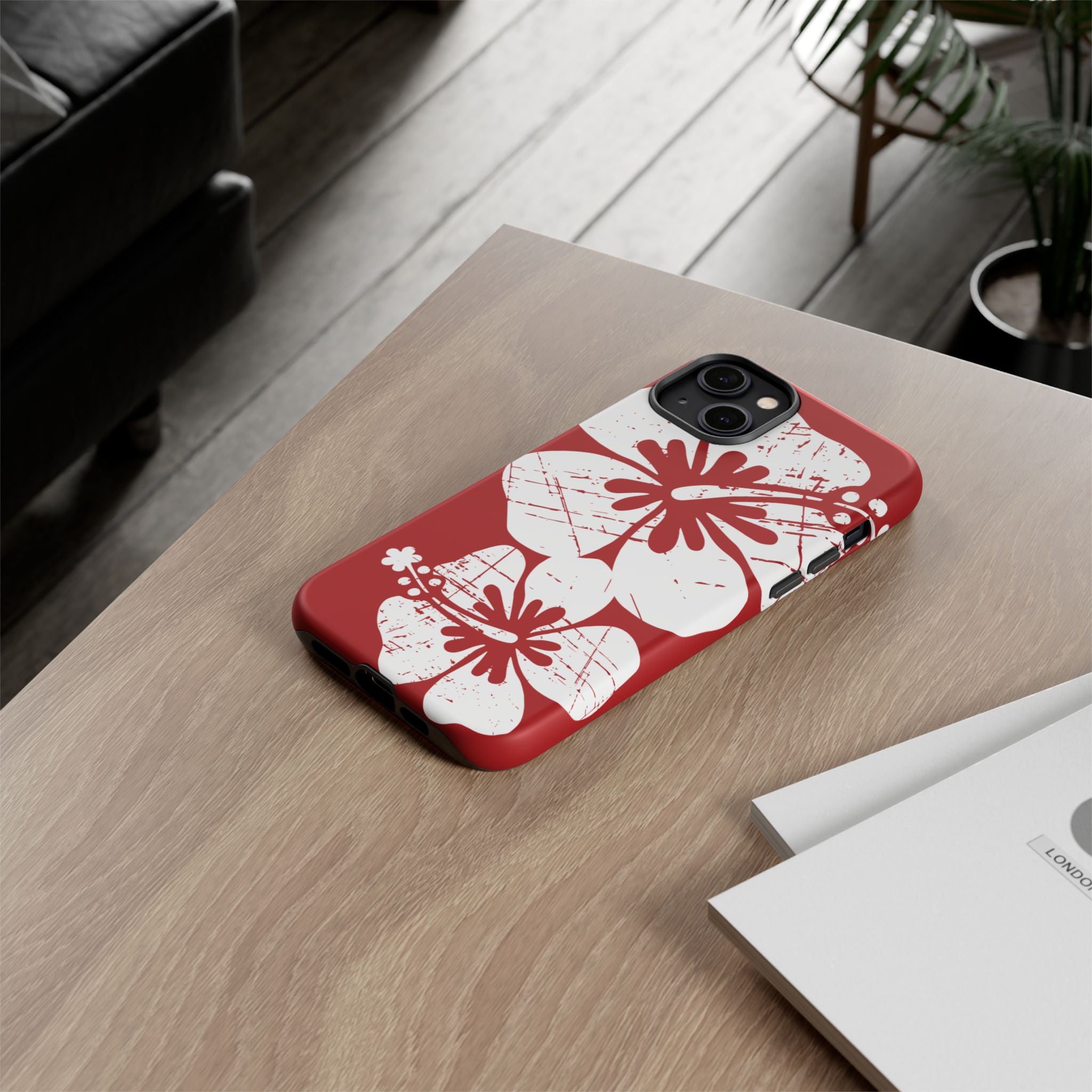 "The Classic Hibiscus" Phone Case -  Destressed Red