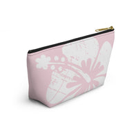 "The Classic Hibiscus" Accessory Pouch w T-bottom - Distressed Pink