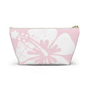 "The Classic Hibiscus" Accessory Pouch w T-bottom - Distressed Pink