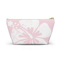 "The Classic Hibiscus" Accessory Pouch w T-bottom - Distressed Pink
