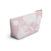 "The Classic Hibiscus" Accessory Pouch w T-bottom - Distressed Pink
