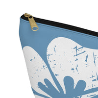 "The Classic Hibiscus" Accessory Pouch w T-bottom - Distressed Blue