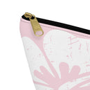 "The Classic Hibiscus" Accessory Pouch w T-bottom - Distressed Pink