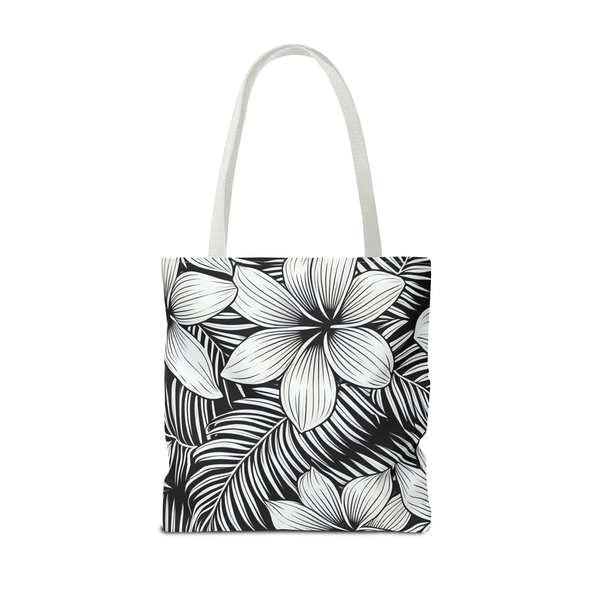 Kahakai Plumeria Tote Bag - Black and White