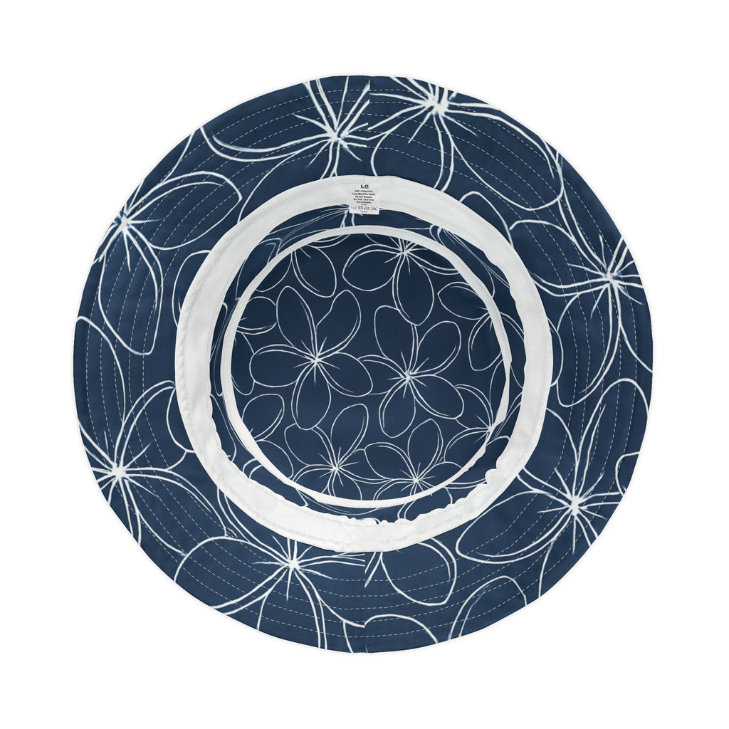 Kahakai "Plumeria" Blue and White Women's Bucket Hat