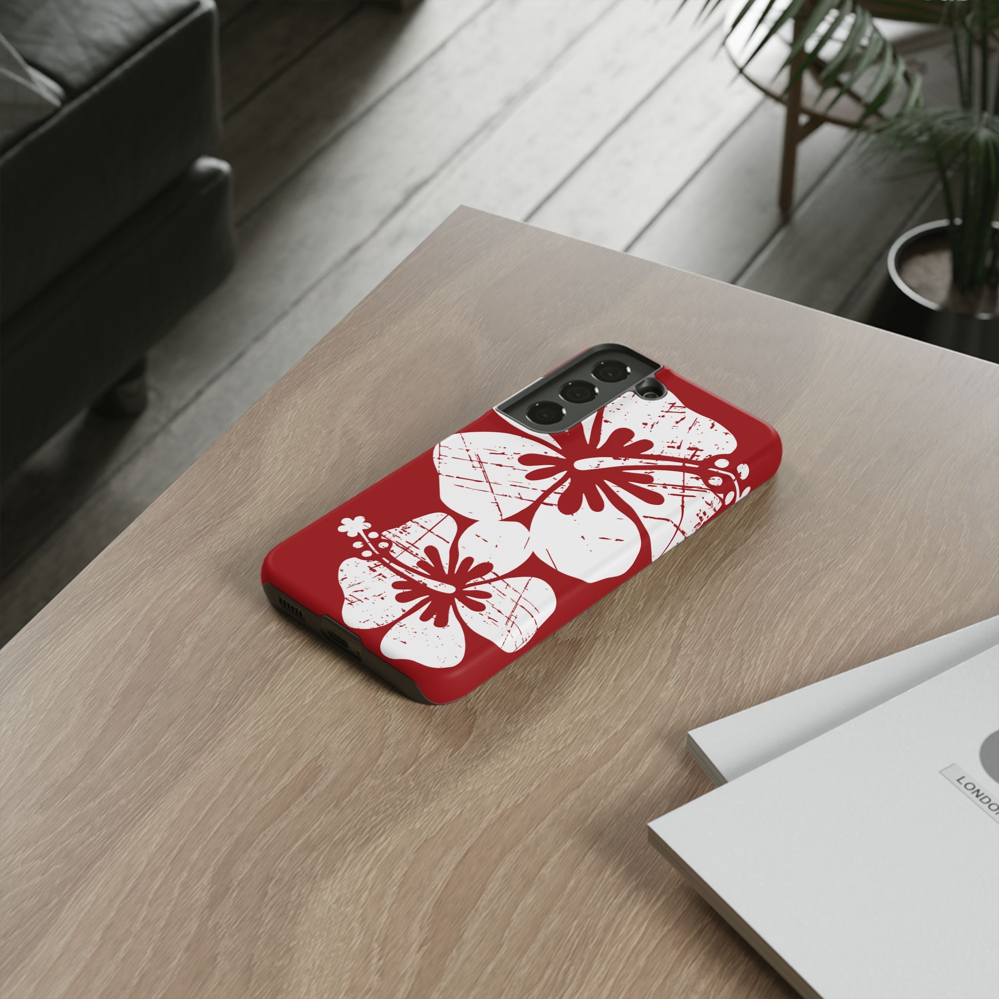 "The Classic Hibiscus" Phone Case -  Destressed Red