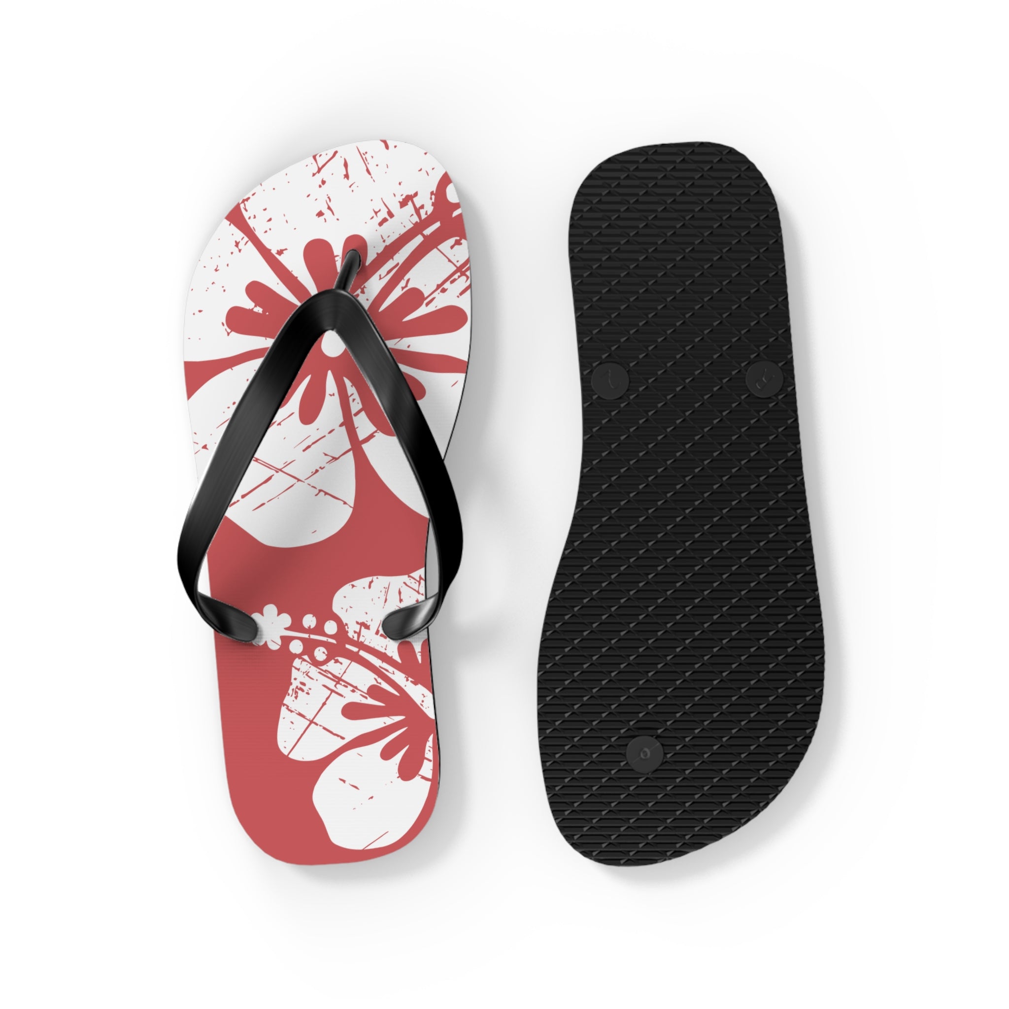 "The Classic Hibiscus" Flip Flop - Distressed Red