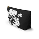 "The Classic Hibiscus" Accessory Pouch w T-bottom - Distressed Black