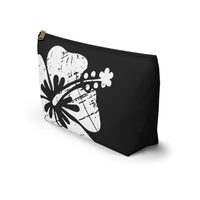 "The Classic Hibiscus" Accessory Pouch w T-bottom - Distressed Black