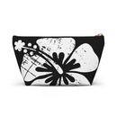 "The Classic Hibiscus" Accessory Pouch w T-bottom - Distressed Black