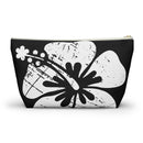 "The Classic Hibiscus" Accessory Pouch w T-bottom - Distressed Black