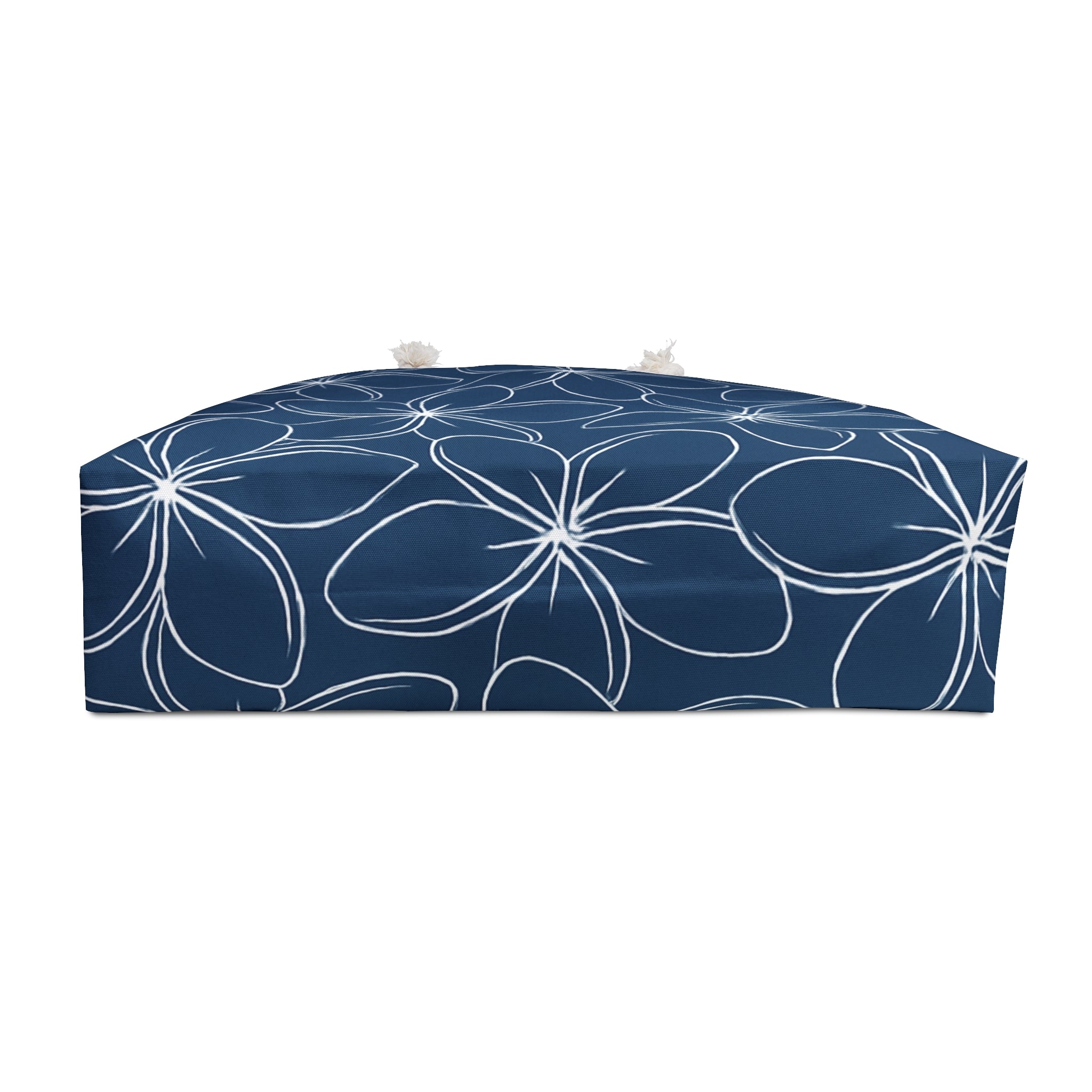 Kahakai Plumeria  Beach Bag - Blue and White