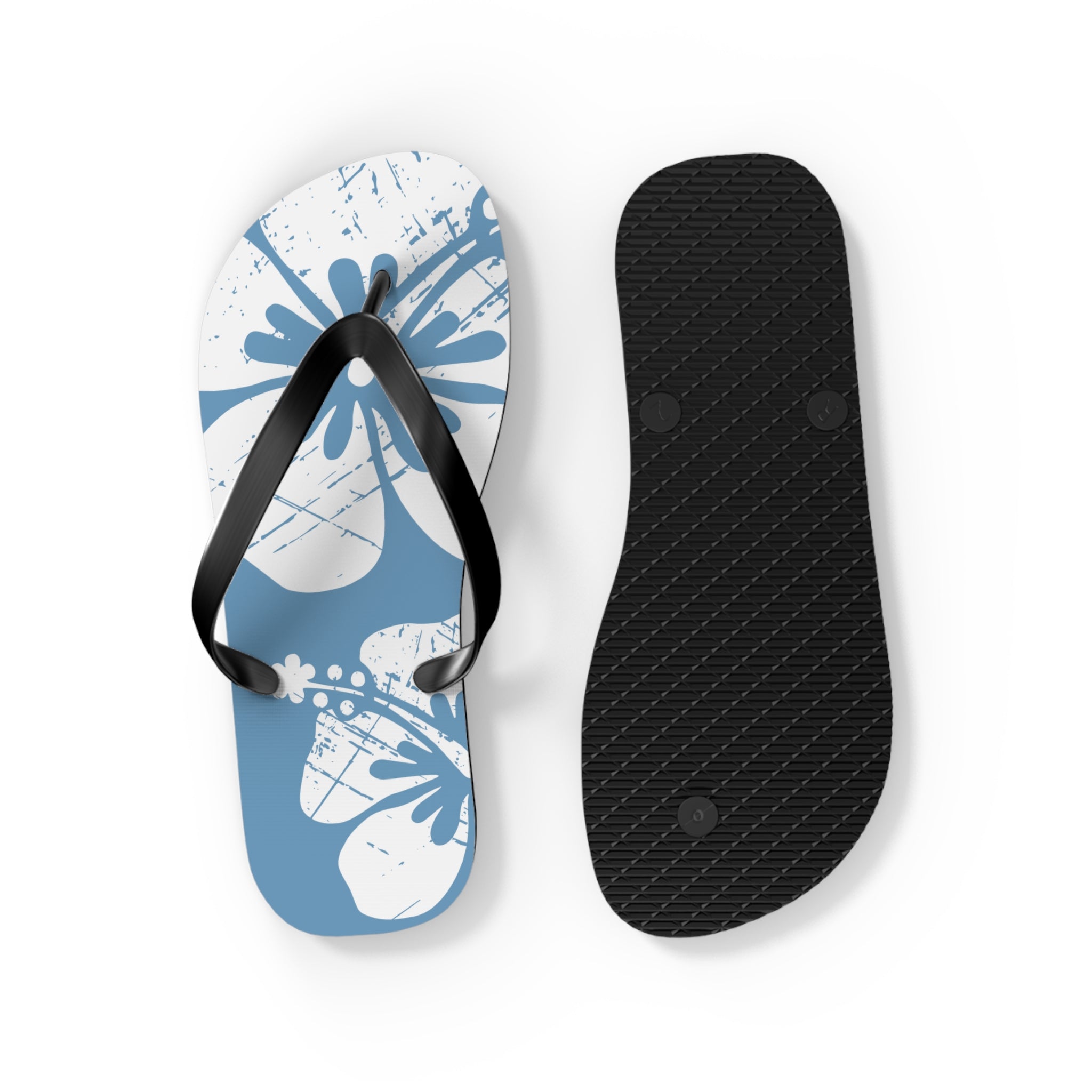 "The Classic Hibiscus" Flip Flop - Distressed Blue