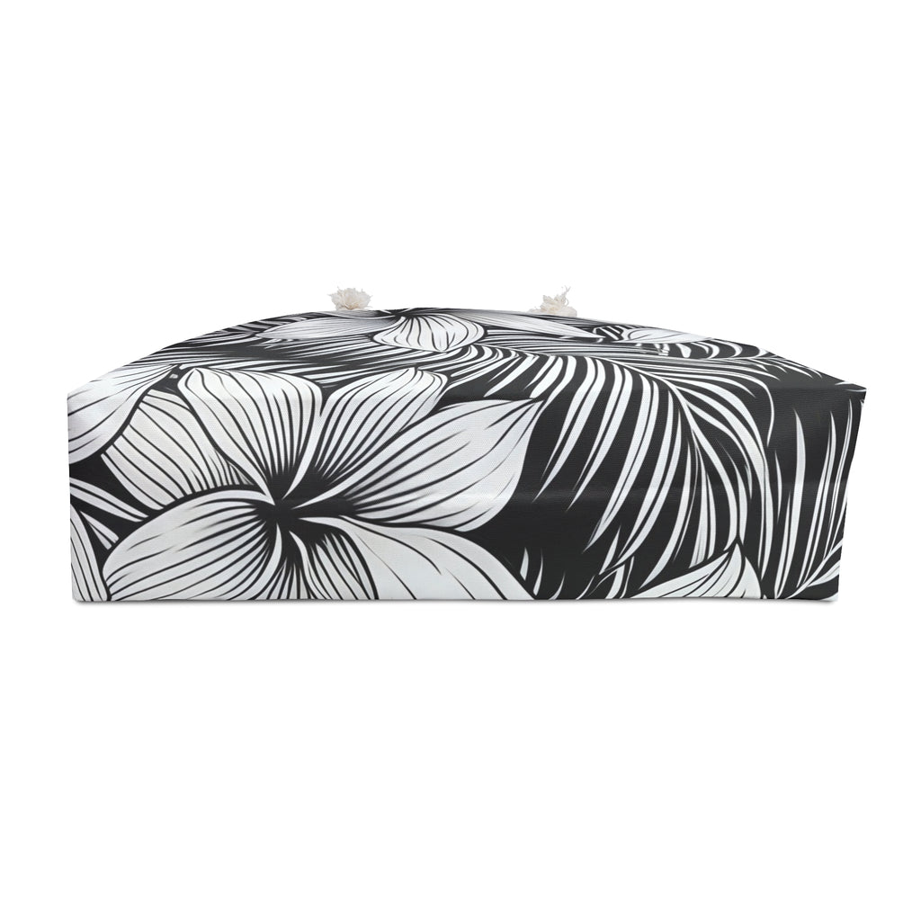 Kahakai The Plumeria  Beach Bag - Black and White