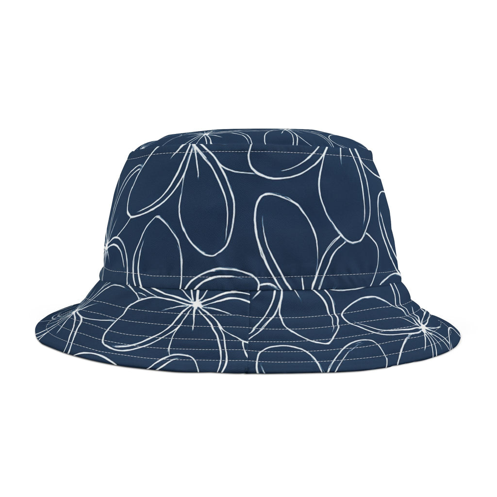 Kahakai "Plumeria" Blue and White Women's Bucket Hat