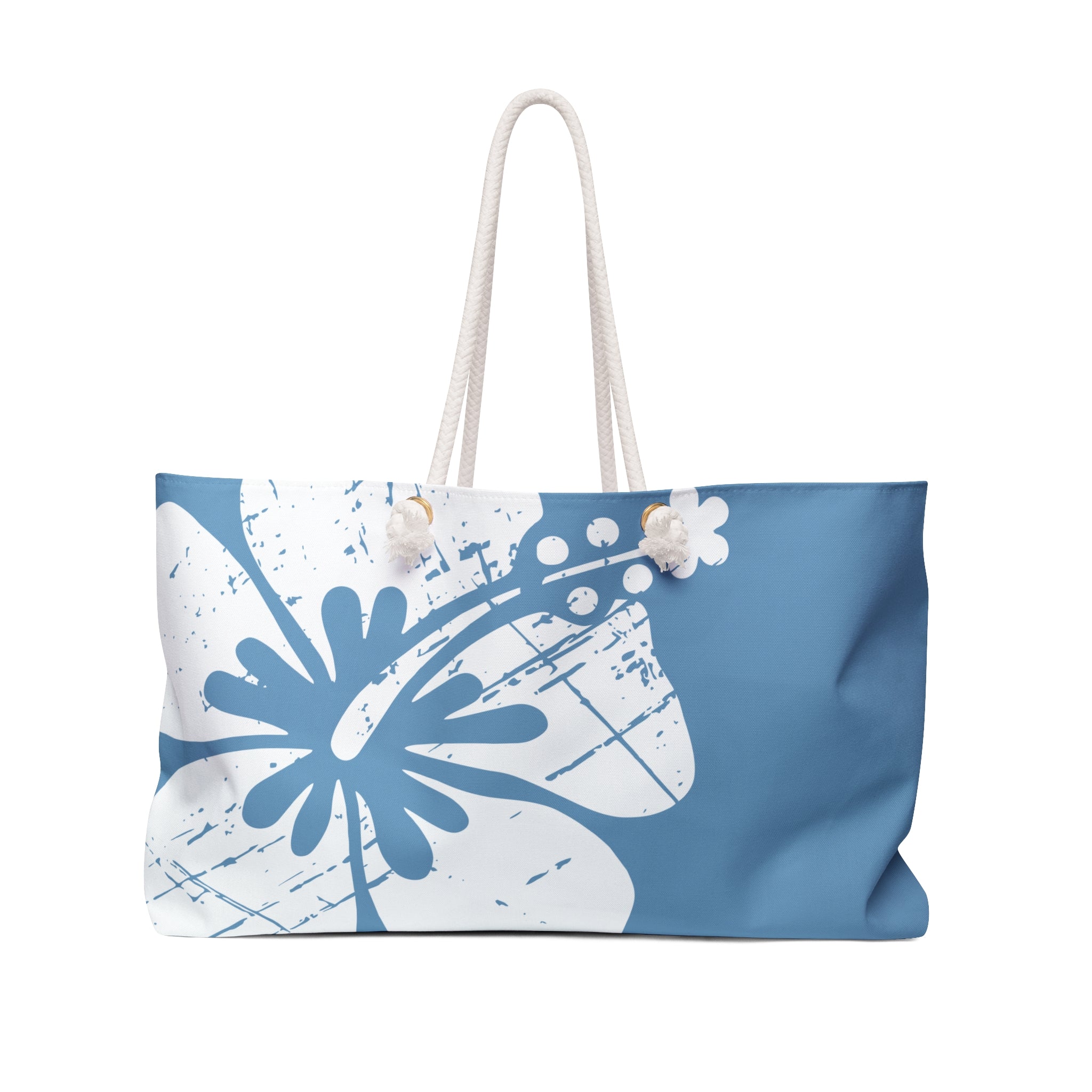 "The Classic Hibiscus" Beach Bag - Distressed Blue