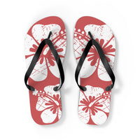 "The Classic Hibiscus" Flip Flop - Distressed Red