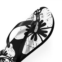 "The Classic Hibiscus" Flip Flop - Distressed Black