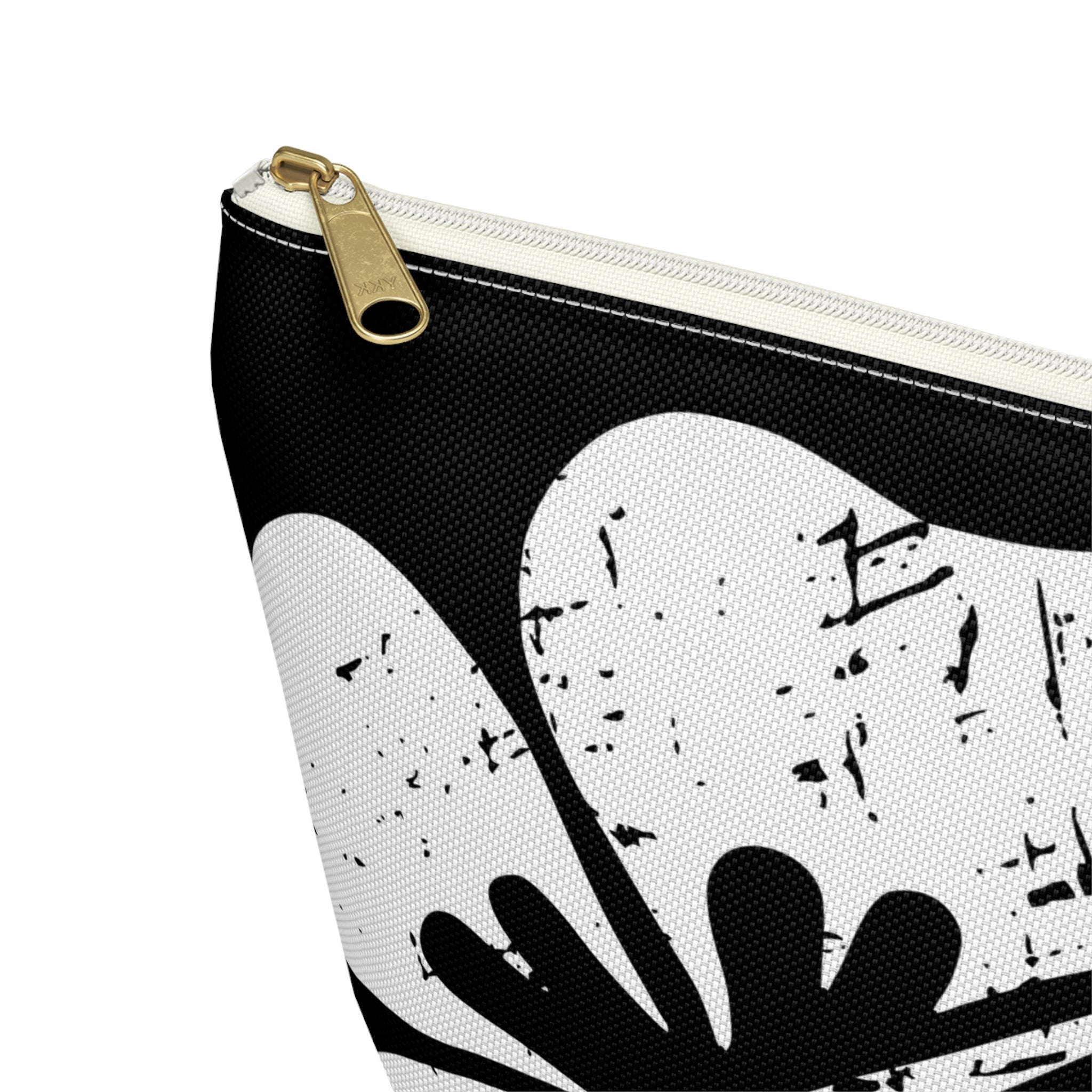 "The Classic Hibiscus" Accessory Pouch w T-bottom - Distressed Black