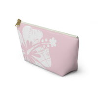 "The Classic Hibiscus" Accessory Pouch w T-bottom - Distressed Pink