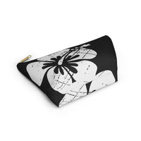 "The Classic Hibiscus" Accessory Pouch w T-bottom - Distressed Black