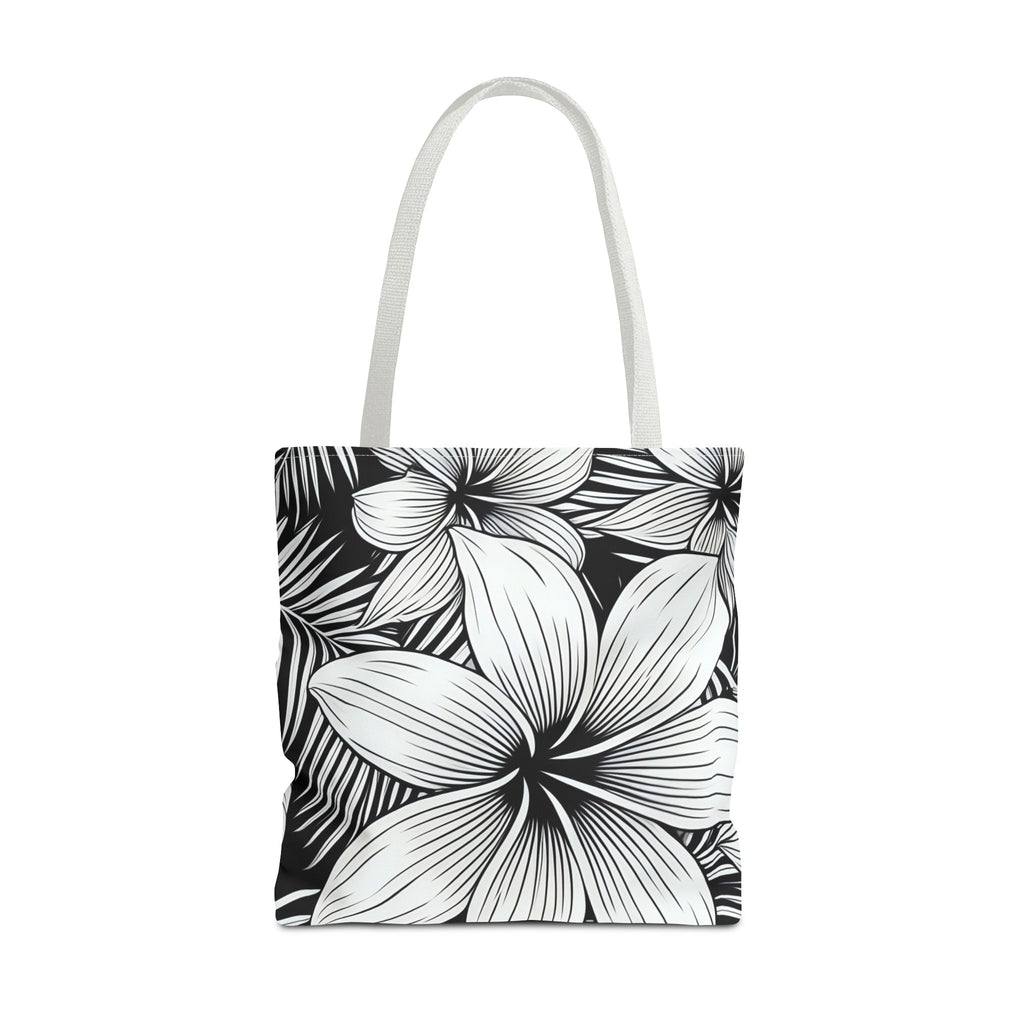 Kahakai Plumeria Tote Bag - Black and White