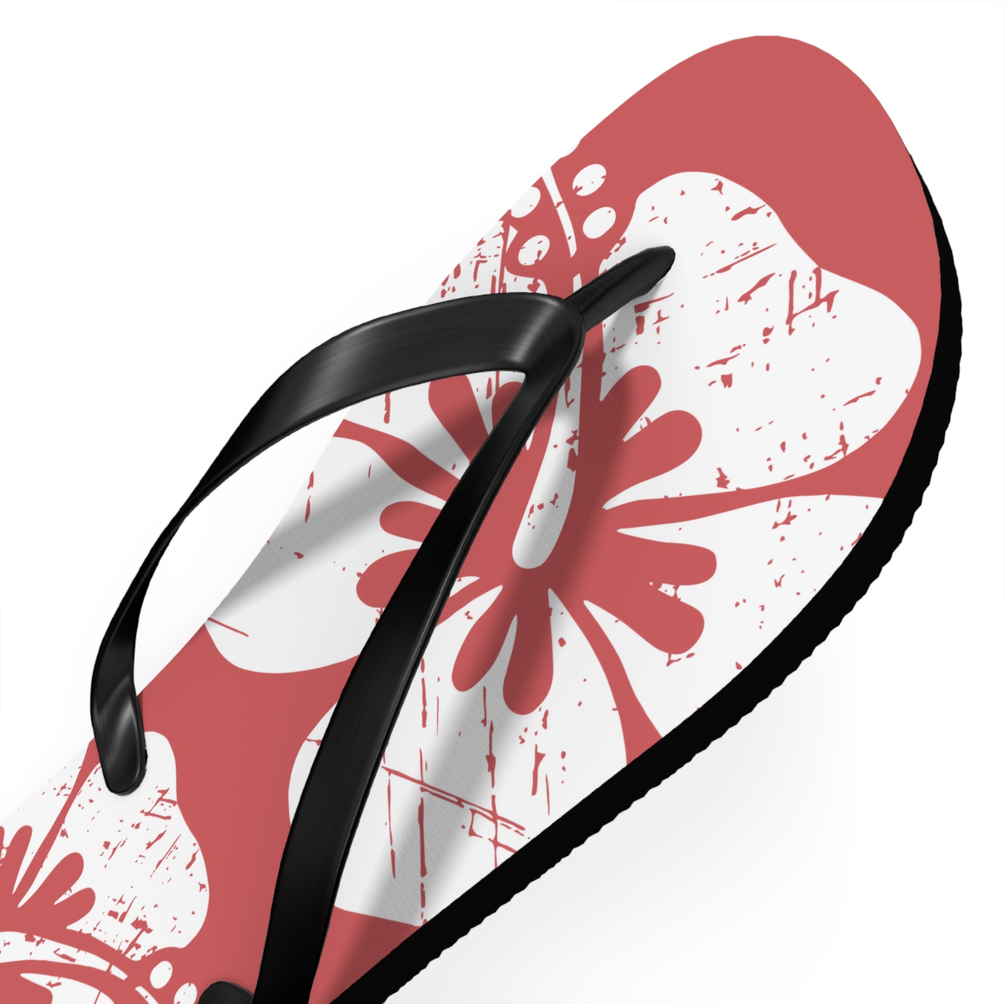 "The Classic Hibiscus" Flip Flop - Distressed Red