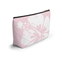 "The Classic Hibiscus" Accessory Pouch w T-bottom - Distressed Pink