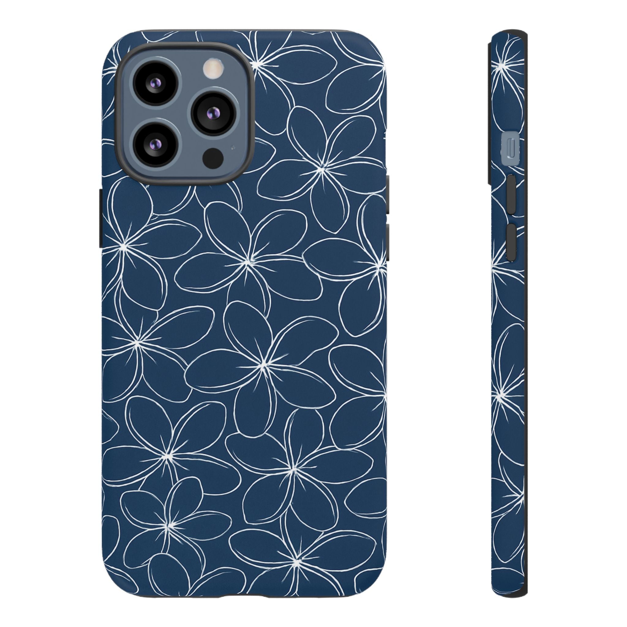 "Plumeria" Phone Case - Blue and White