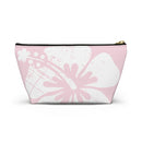 "The Classic Hibiscus" Accessory Pouch w T-bottom - Distressed Pink