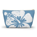 "The Classic Hibiscus" Accessory Pouch w T-bottom - Distressed Blue
